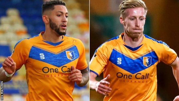 Mansfield Town's Kellan Gordon and Harry Charsley