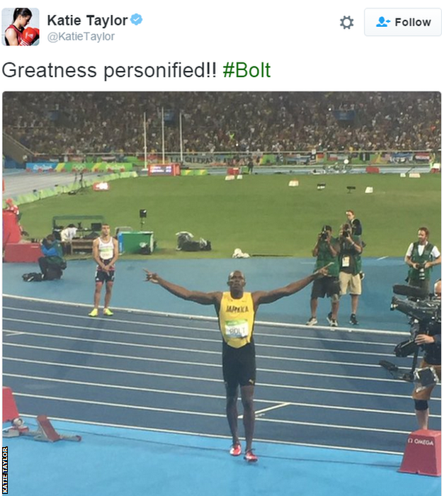 Katie Taylor's tweet on Usain Bolt