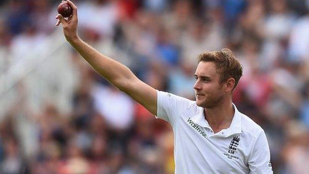 Stuart Broad acknowledges his five-wicket haul