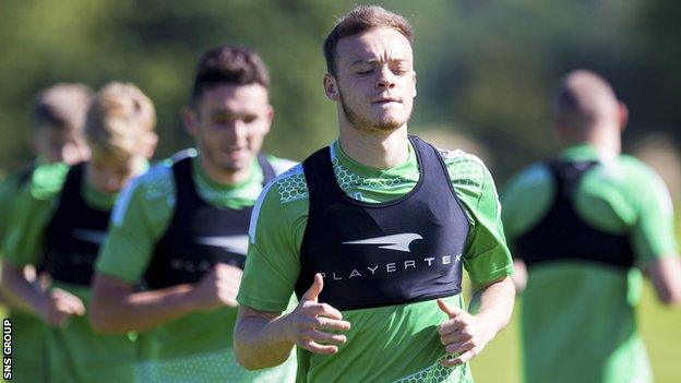 Brandon Barker training with Hibernian