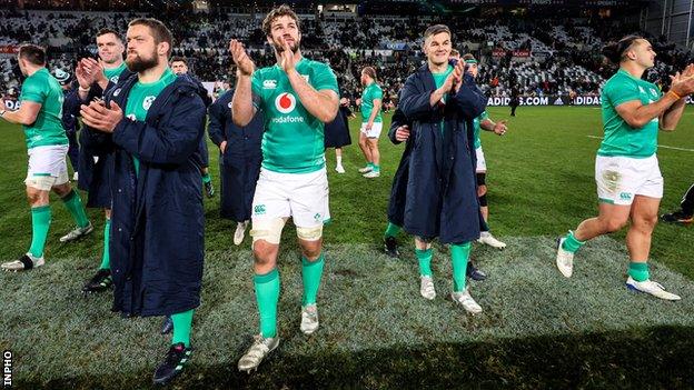 Ireland celebrate their win over New Zealand