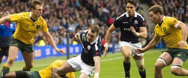 Scotland full-back Stuart Hogg in action