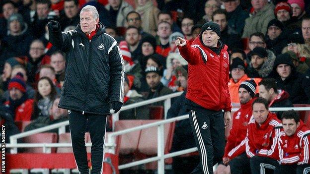 Alan Curtis (L) played more than 350 games for Swansea and has been caretaker manager three times