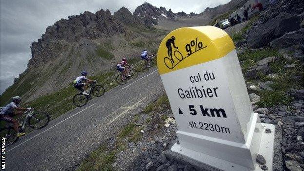 Riders on the Col du Galibier in the 2011 race