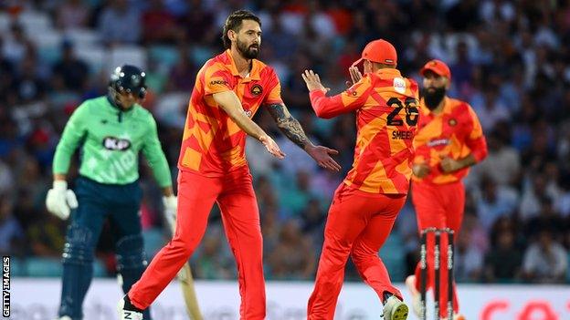 Kane Richardson celebrating a wicket for Birmingham Phoenix