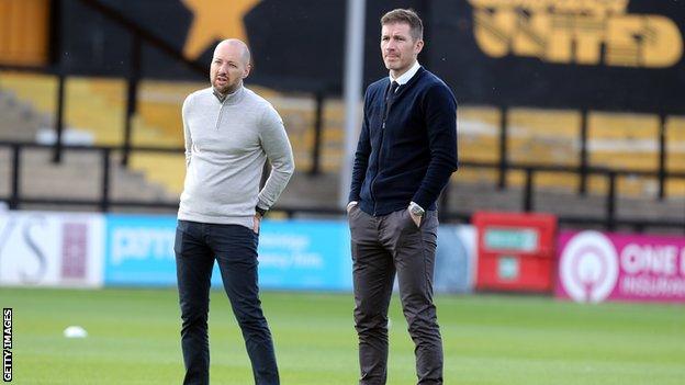 Swindon Town director of football Ben Chorley (right) with manager Ben Garner