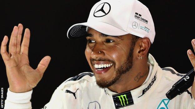 Lewis Hamilton on the podium after the Abu Dhabi Grand Prix