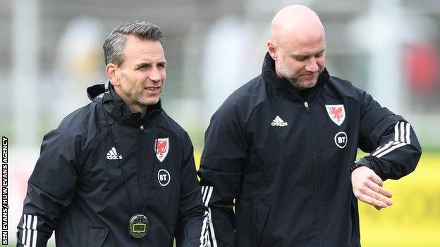 Albert Stuivenberg (left) was part of Rob Page's backroom staff for Wales' Euro 2020 campaign