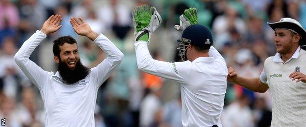 Moeen Ali celebrates