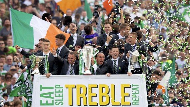 Celtic are going for their ninth successive title and 11th domestic trophy in a row