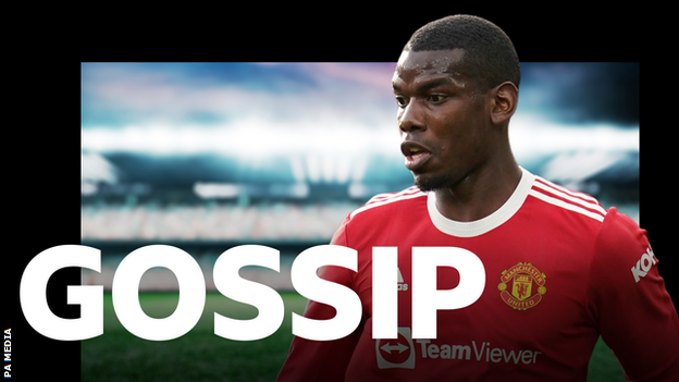 Paul Pogba with the BBC Sport gossip logo