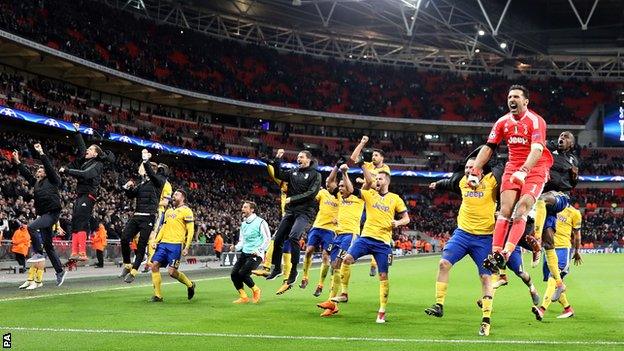 Juventus celebrate win over Tottenham