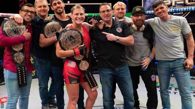 Kayla Harrison following her 2021 PFL title win