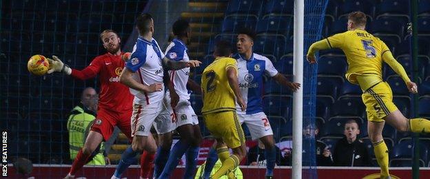 Jason Steele saves Matt Mills' header