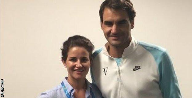 Payne with tennis star Federer