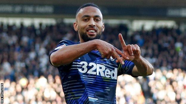 Kemar Roofe celebrates after scoring for Leeds United