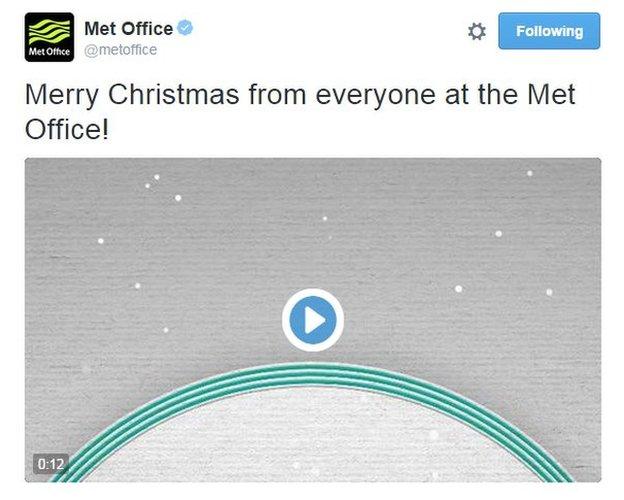 Tweet from the Met office