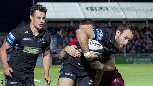 Glasgow Warriors' Ruaridh Jackson in action against Munster