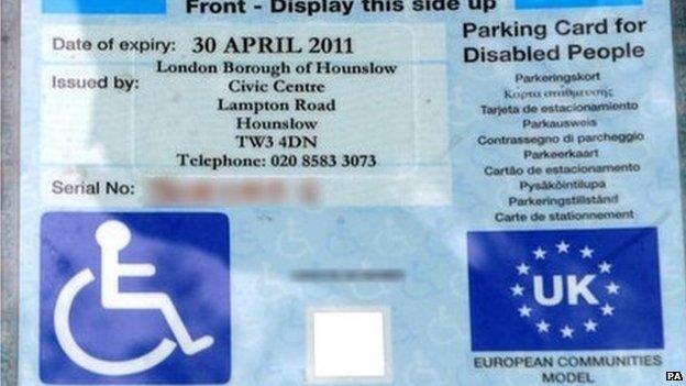 Disabled parking badge