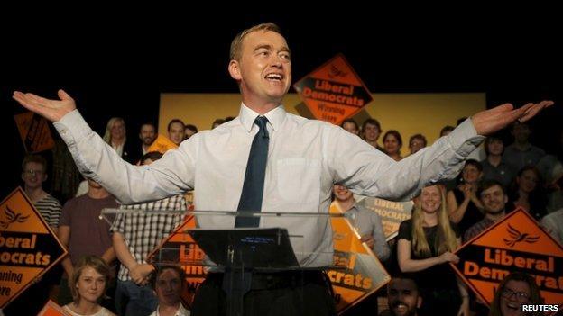 Tim Farron after his leadership election victory