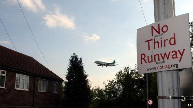 No third runway sign in Sipson village near Heathrow Airport