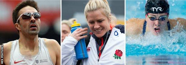 Martyn Rooney (left), Rachael Burford (centre) and Siobhan-Marie O'Connor