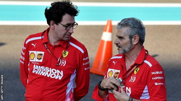 Mattia Binotto and Maurizio Arrivabene