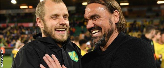 Teemu Pukki (left) and Daniel Farke