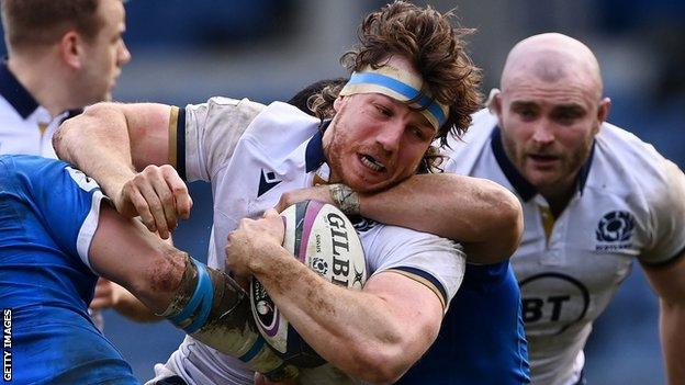 Hamish Watson in action against Italy