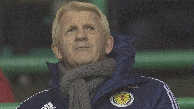 Scotland manager Gordon Strachan takes in Hibs' Championship match against Dundee United