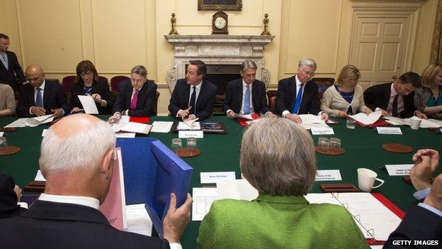 The first cabinet meeting of the new Tory government