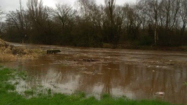 The River Irvine in Kilmarnock about to burst its banks