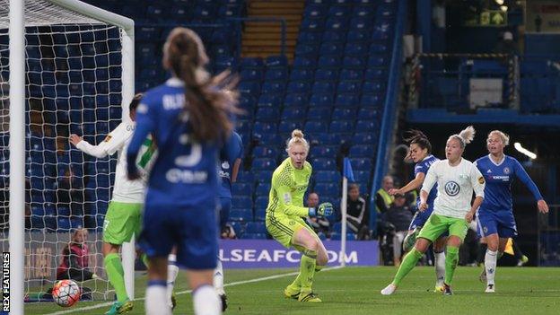 Zsanett Jakabfi scores against Chelsea