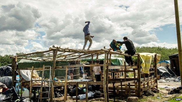 Migrants at camp in Calais