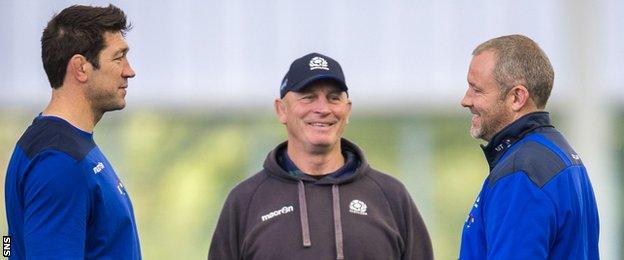 Scotland coaches Nathan Hines, Vern Cotter and Richie Gray