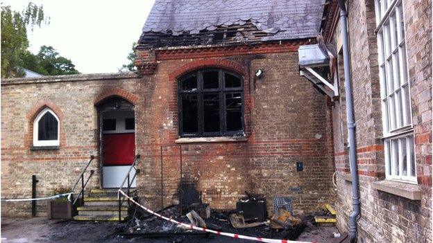 Exning Primary School after fire