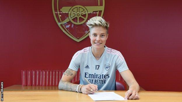 Arsenal striker Lina Hurtig signs her new contract with the club