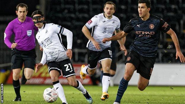 Yan Dhanda played 77 minutes of Swansea City's FA Cup fifth-round meeting with Manchester City on Wednesday