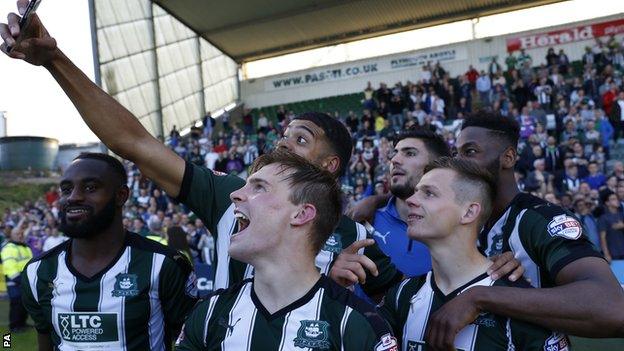 Plymouth players take a selfie