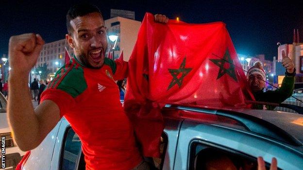 Moroccan fans celebrate