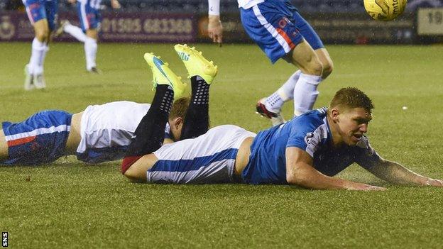 Martyn Waghorn wins a Rangers penalty