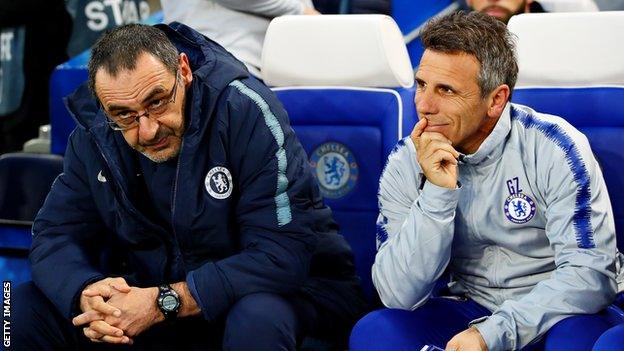 Maurizio Sarri with coach Gianfranco Zola