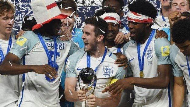 England Under-20s celebrate wining the World Cup