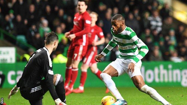 Olivier Ntcham scores for Celtic against Aberdeen