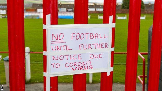 All football in Scotland has been suspended since 13 March