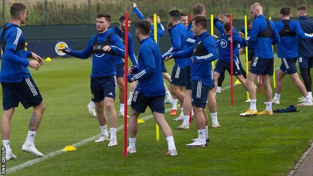 The Scotland squad train at the Oriam in Edinburgh