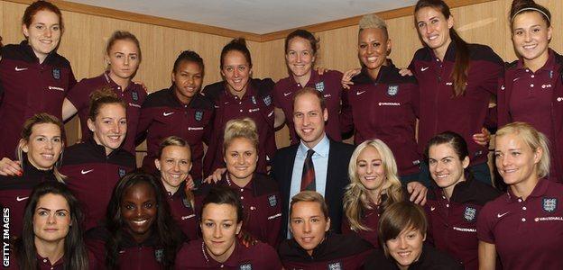 England women and the Duke of Cambridge