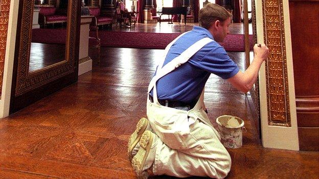 Finishing touches ahead of the opening of the state rooms in 1998