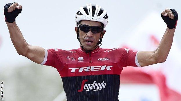 Contador delivered a dominant show of climbing and at one point collided with a spectator