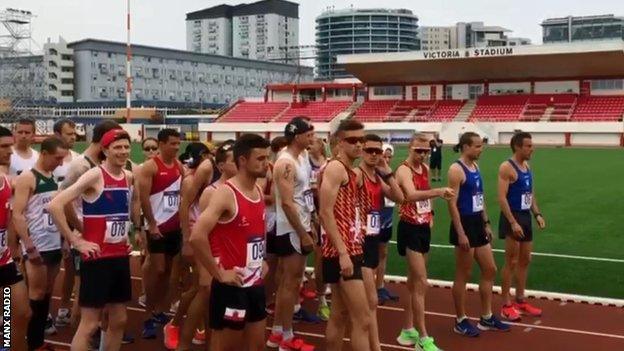 Athletes on the start line for the men's half marathon